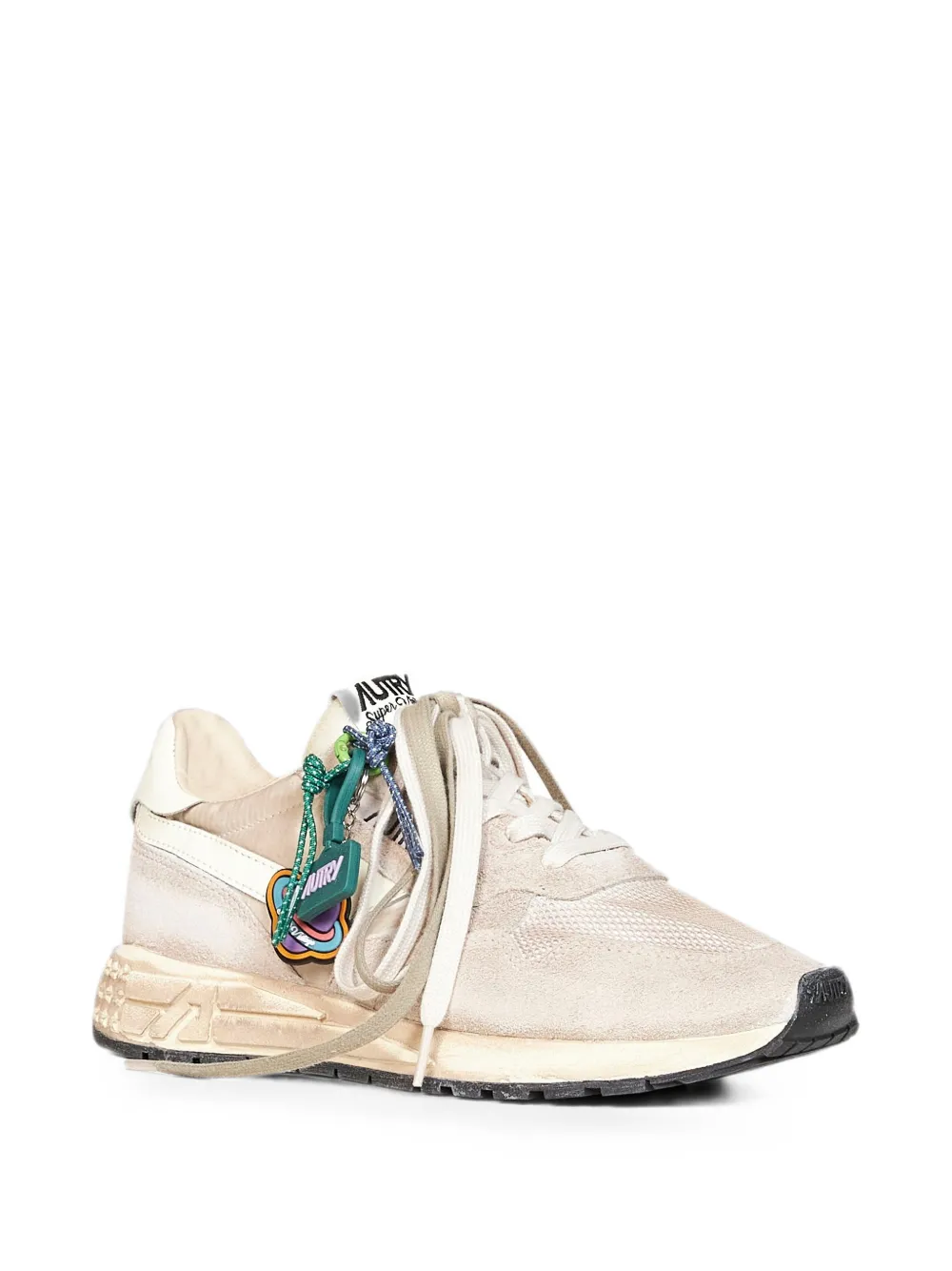 Autry Reelwind distressed-finish lace-up sneakers Beige