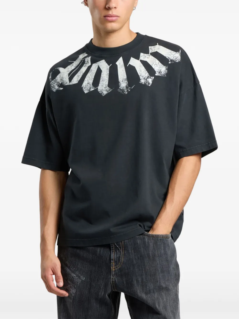 Palm Angels Big Neck T-shirt met logo Grijs