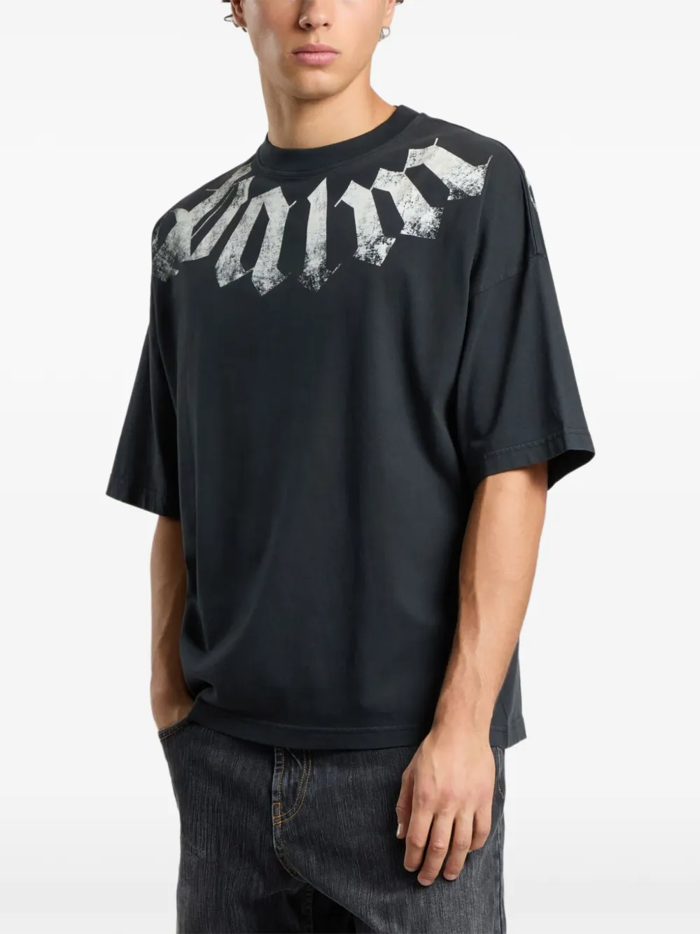 Palm Angels Big Neck T-shirt met logo Grijs
