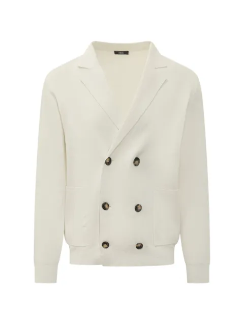 Hosio double-breasted patch-pocket blazer-style cardigan