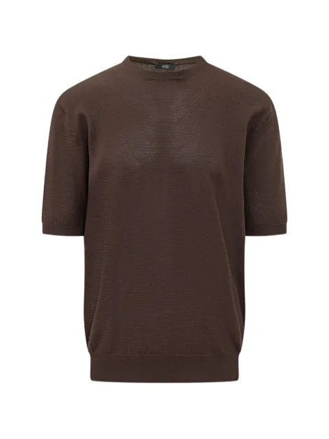 Hosio perforated-knit short-sleeve sweater