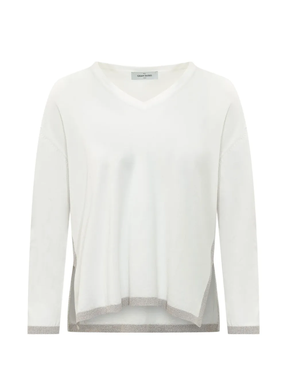 Gran Sasso v-neck lurex-trim top - Bianco