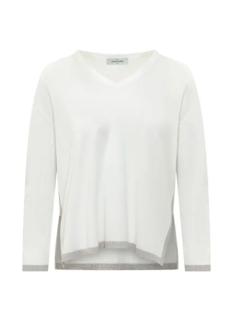 Gran Sasso v-neck lurex-trim top