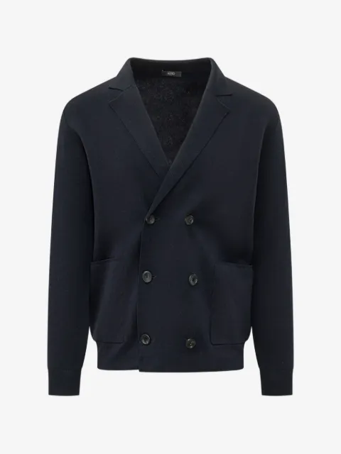 Hosio double-breasted patch-pocket blazer