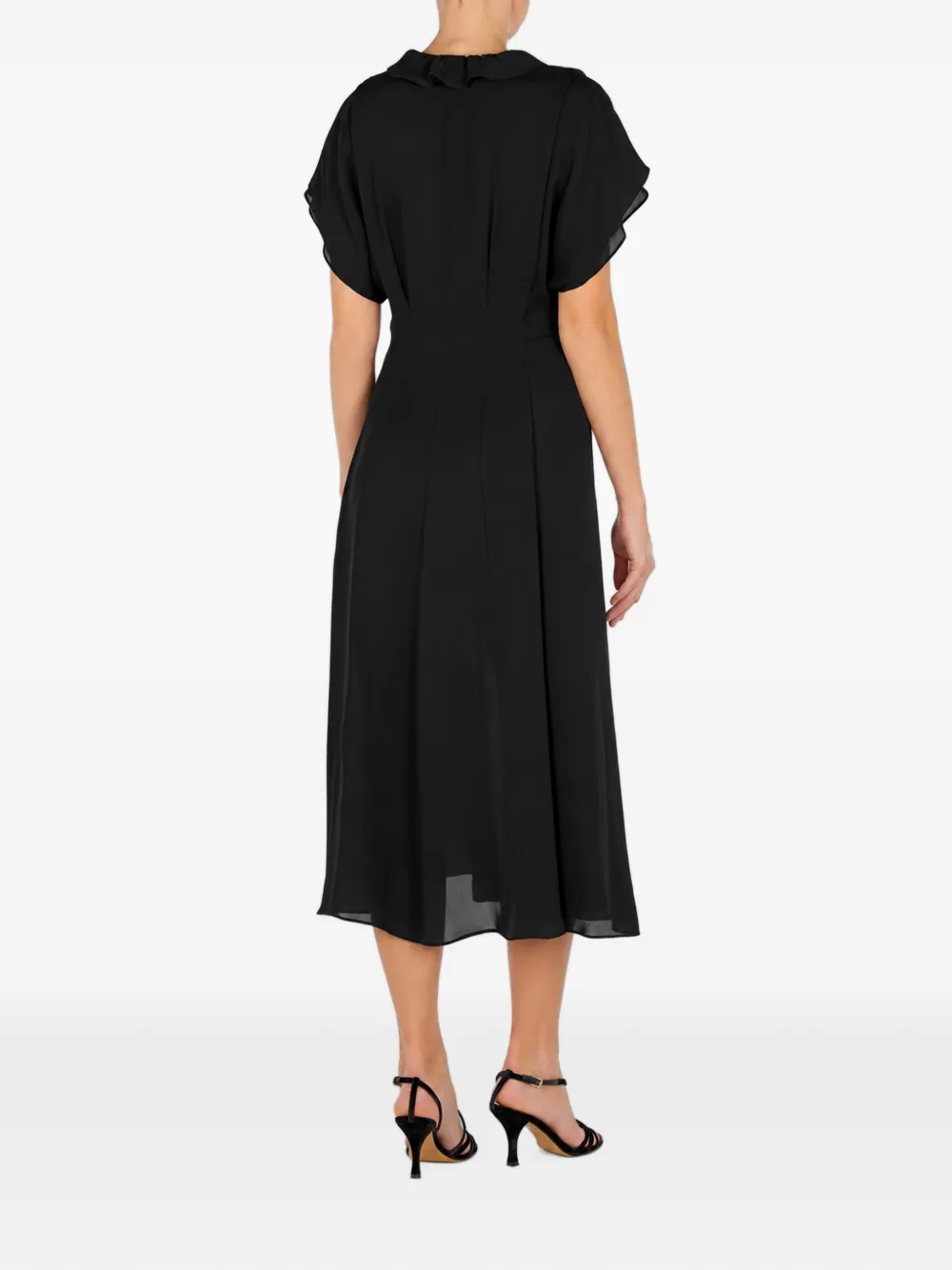 Alberta Ferretti Midi-jurk met V-hals Zwart