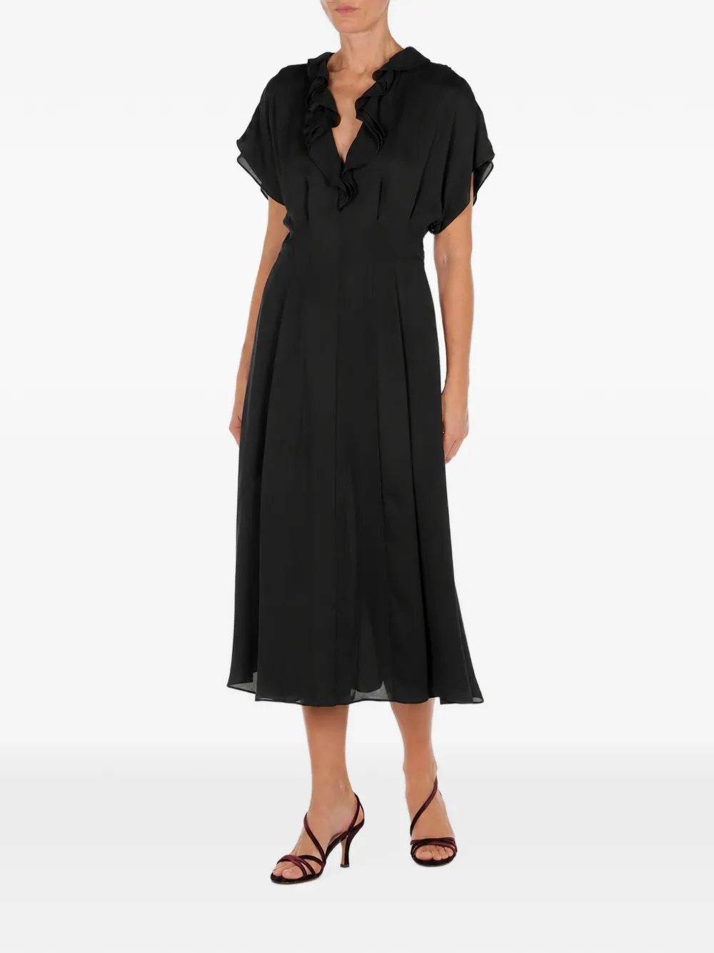 Alberta Ferretti Midi-jurk met V-hals Zwart