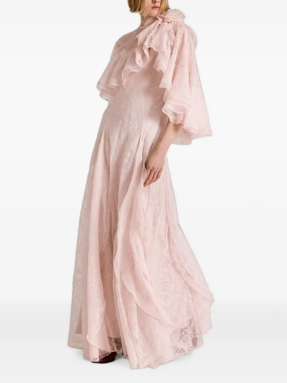Alberta Ferretti Jurk met bloemenkant Roze