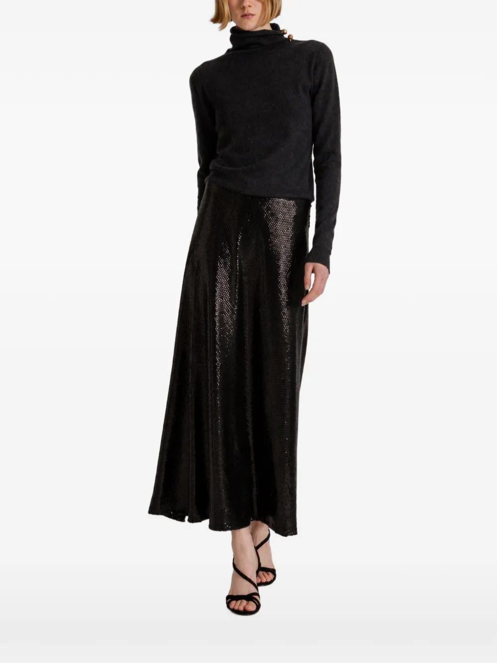 Alberta Ferretti button-detail roll-neck sweater - Schwarz