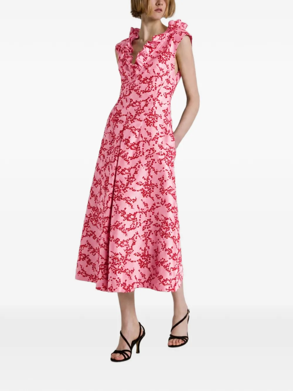 Alberta Ferretti Midi-jurk met bloemenprint Roze