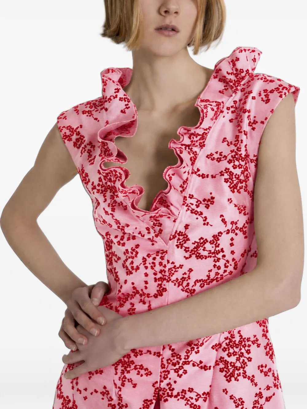 Alberta Ferretti Midi-jurk met bloemenprint Roze