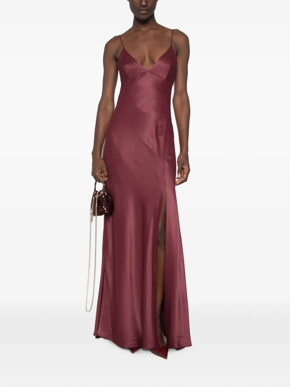 Alberta Ferretti maxi-jurk met spaghettibandje en glitters-effect Paars
