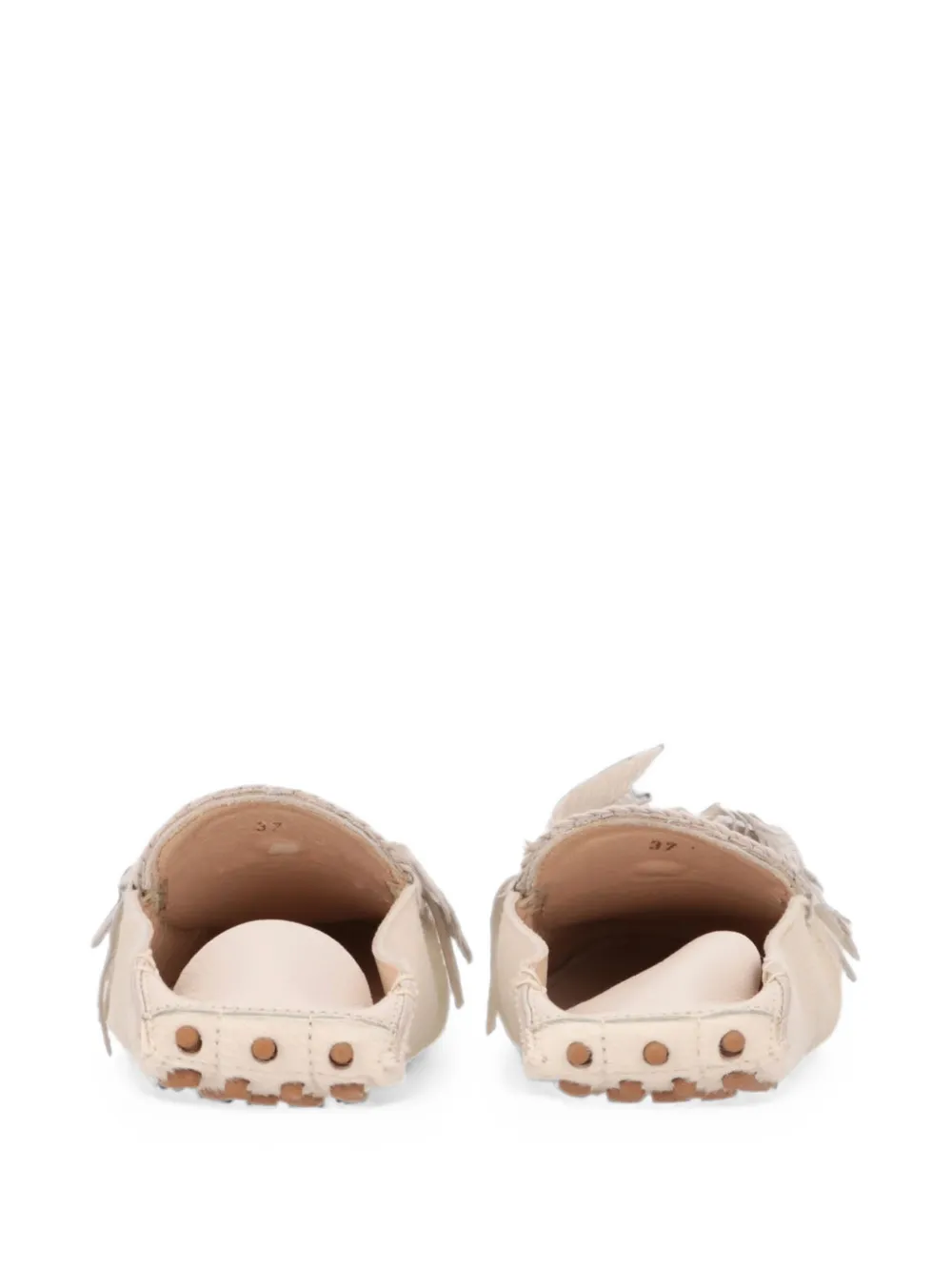 Tod's feather-embellished loafers Beige