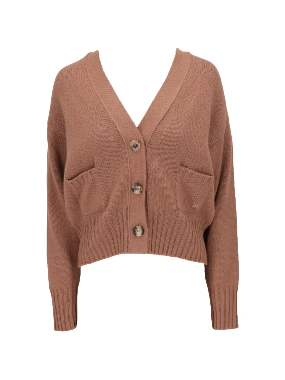 Isaia button-up patch-pocket cardigan - Braun
