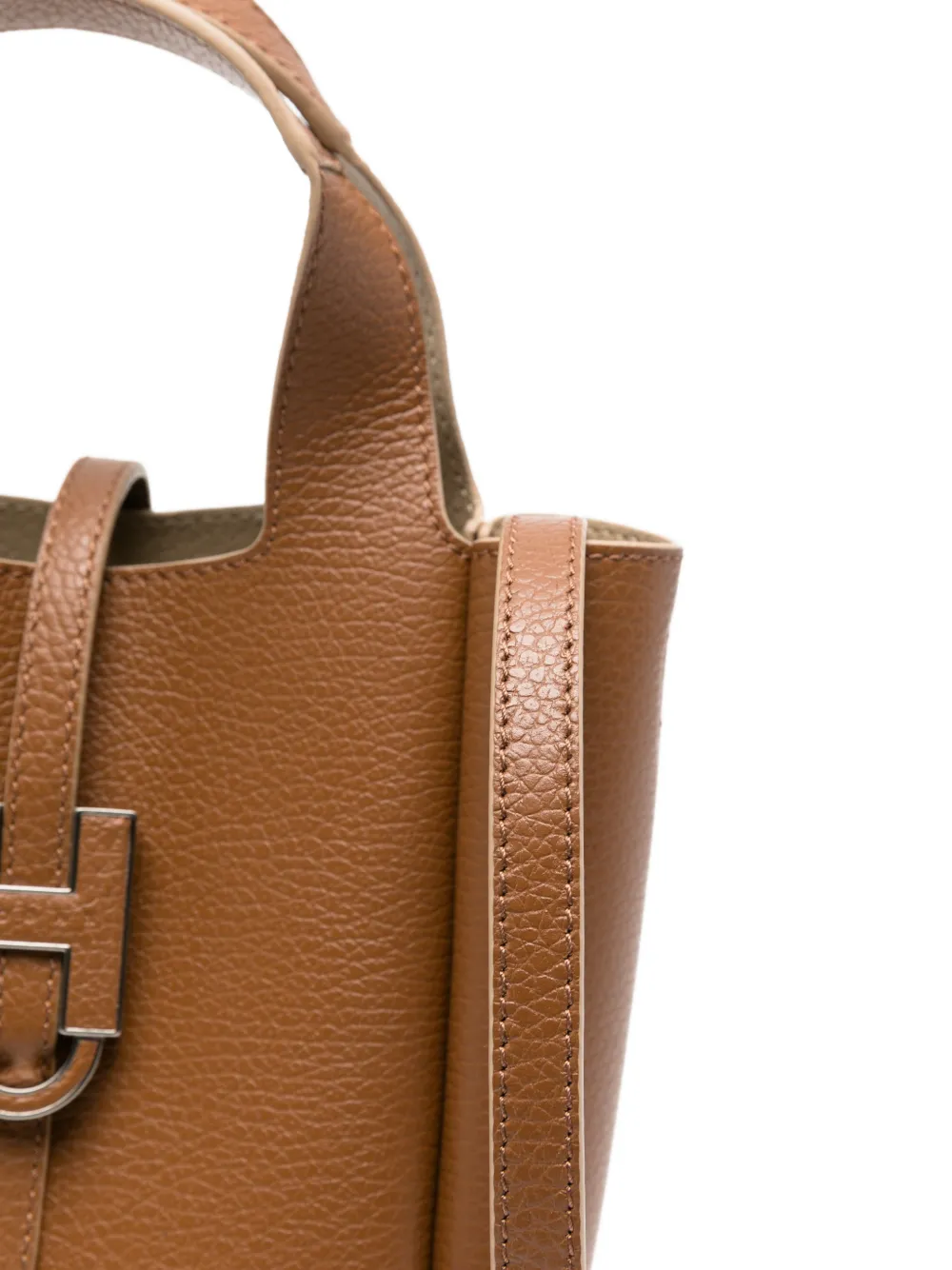 Hogan Shopper van bewerkt leer met logoplakkaat Bruin