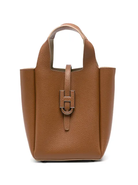 Hogan logo-plaque pebbled-leather tote bag
