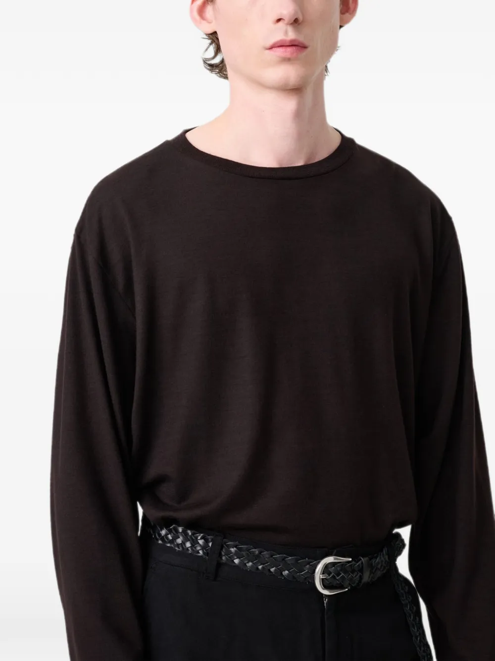 Studio Nicholson long-sleeved jersey T-shirt Bruin
