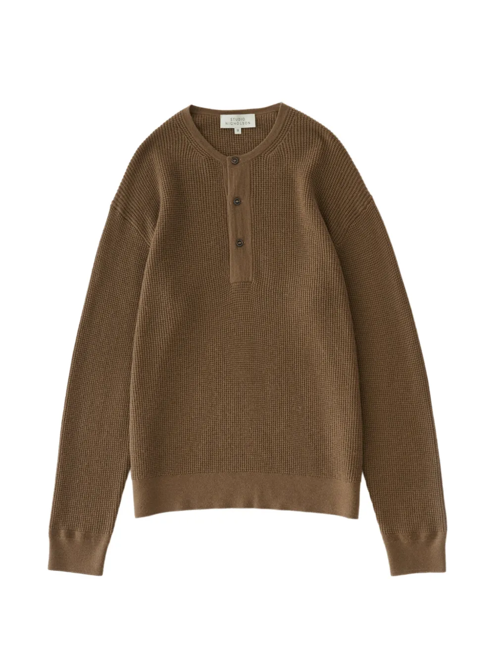 Studio Nicholson Corine waffle-knit grandad-collar sweater - Brown