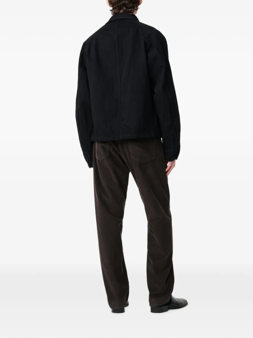 Studio Nicholson Coggan crinkle denim jacket Zwart