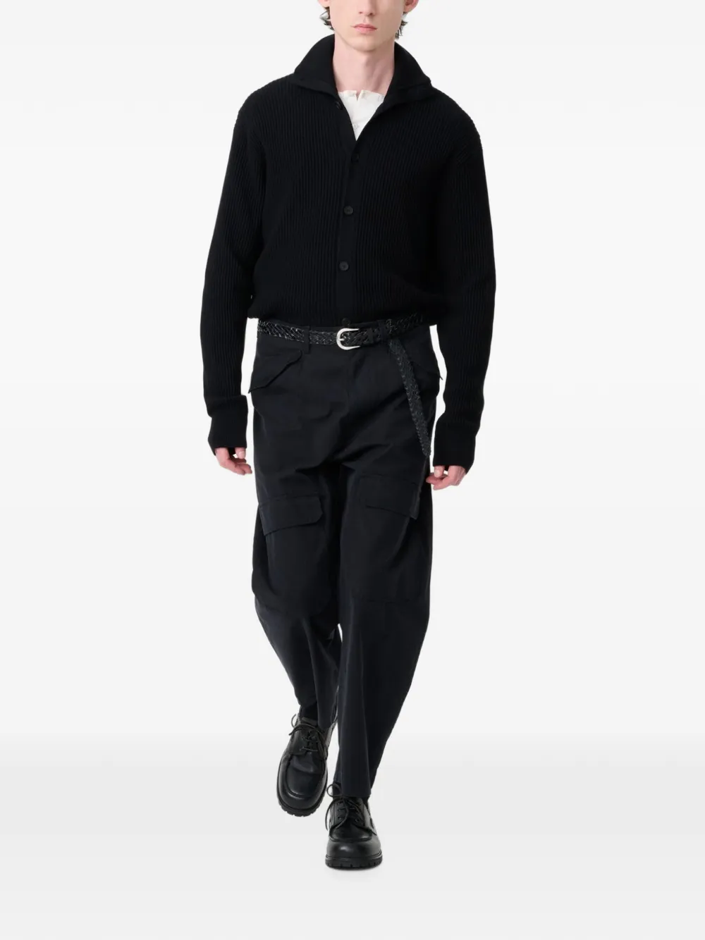 Studio Nicholson Oran geribbeld vest Zwart