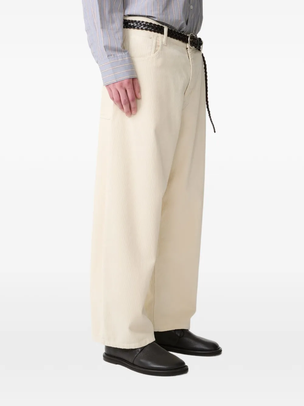 Studio Nicholson Paolo ribfluwelen broek met wijde pijpen Beige