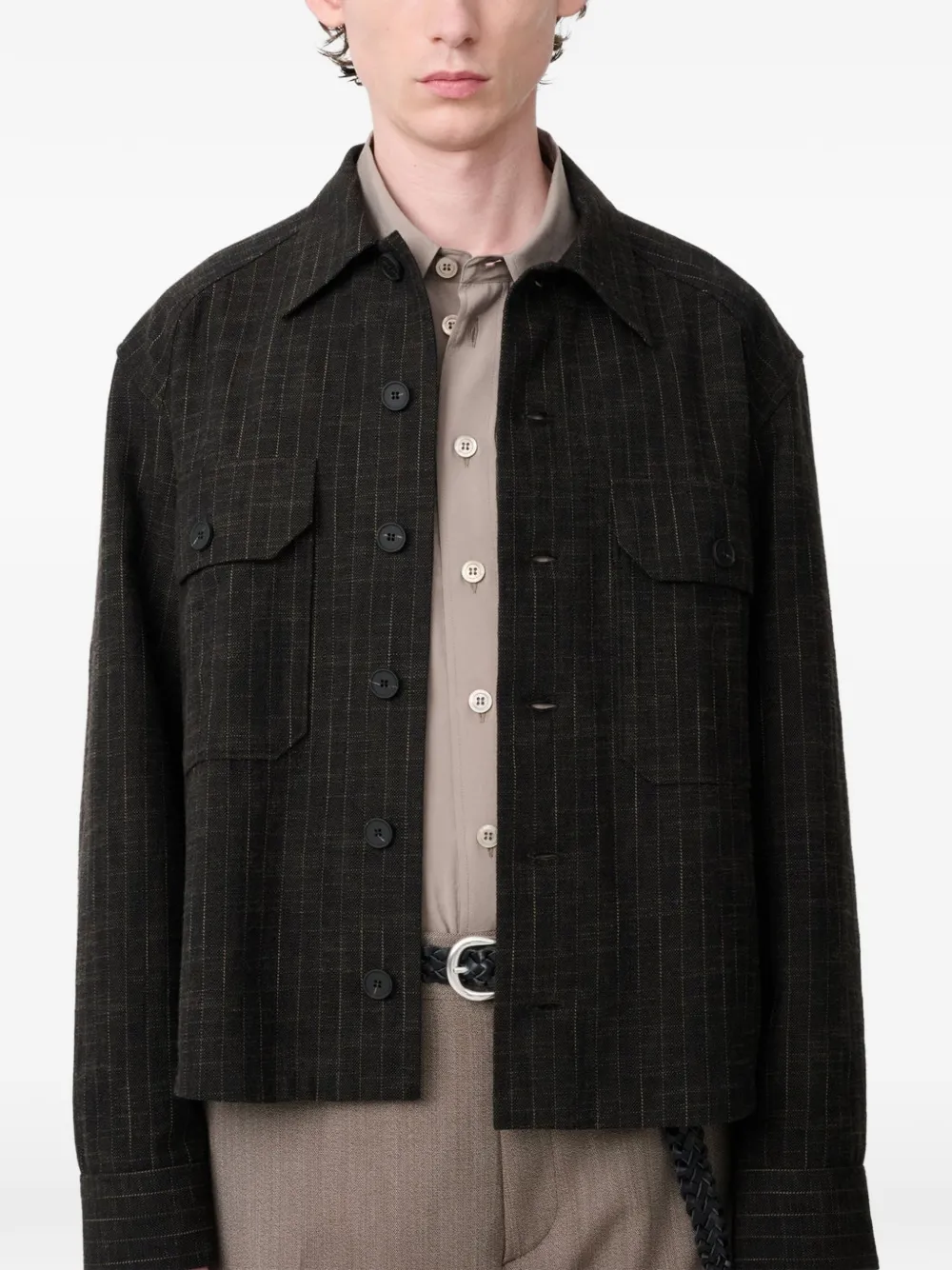 Studio Nicholson Kelver pinstripe jacket Groen