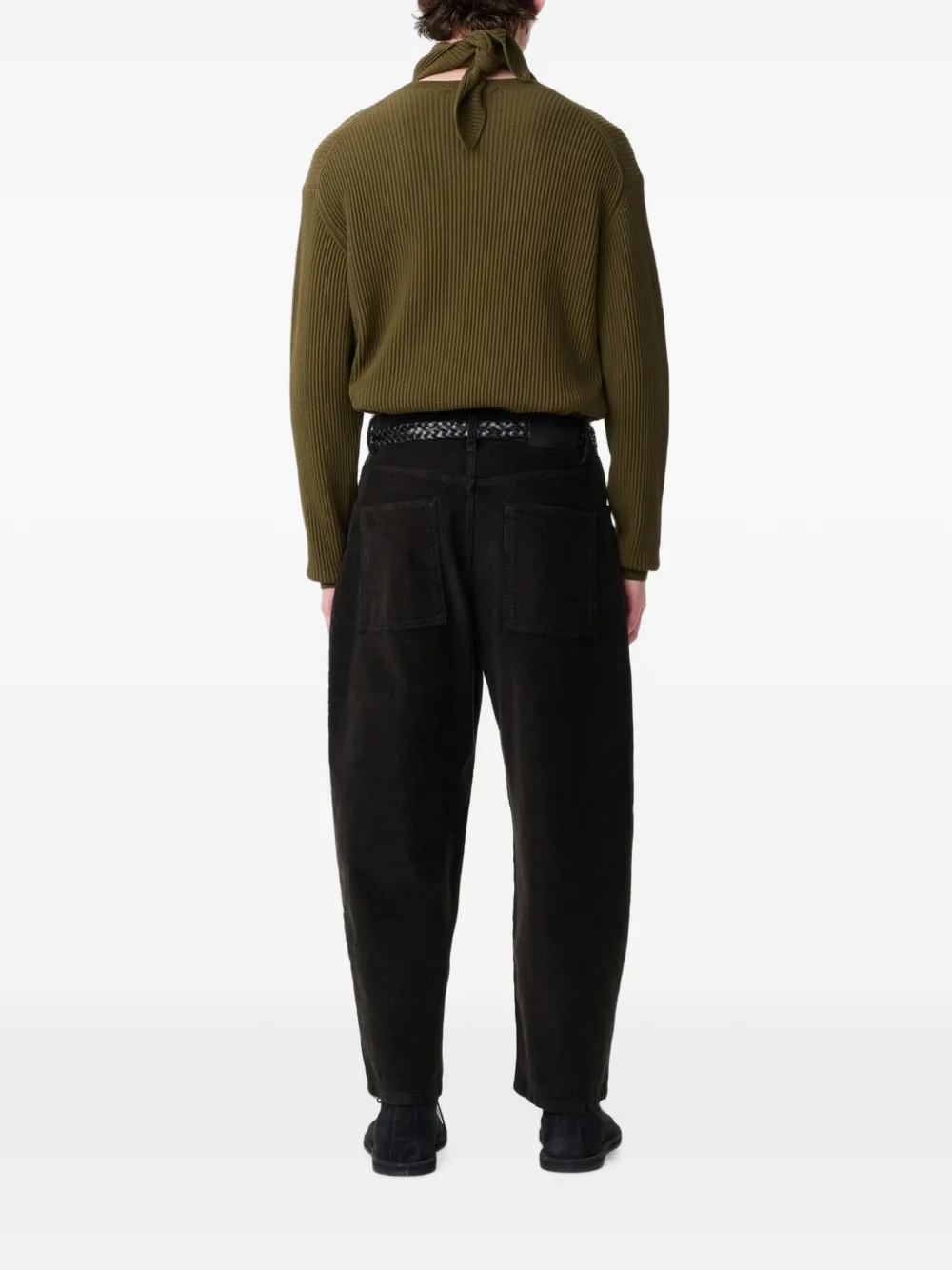 Studio Nicholson Riso ribfluwelen broek met wijde pijpen Bruin