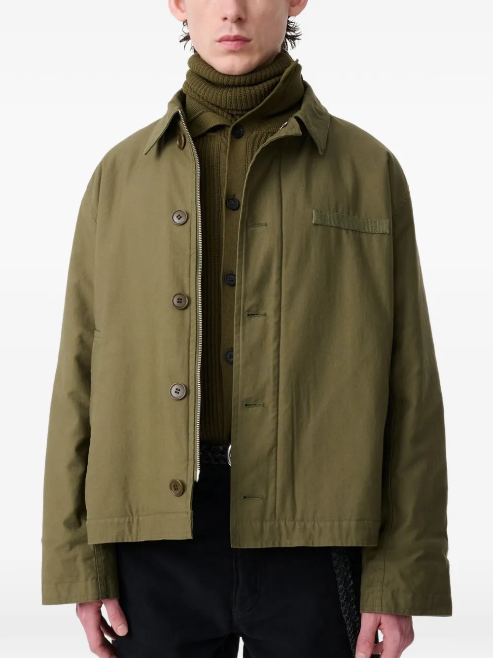 Studio Nicholson Linton Military-inspired Jacket in Green, view 5