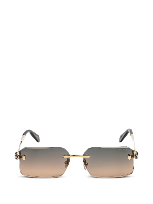 Bvlgari Serpenti Rectangle-frame Sunglasses in Gold