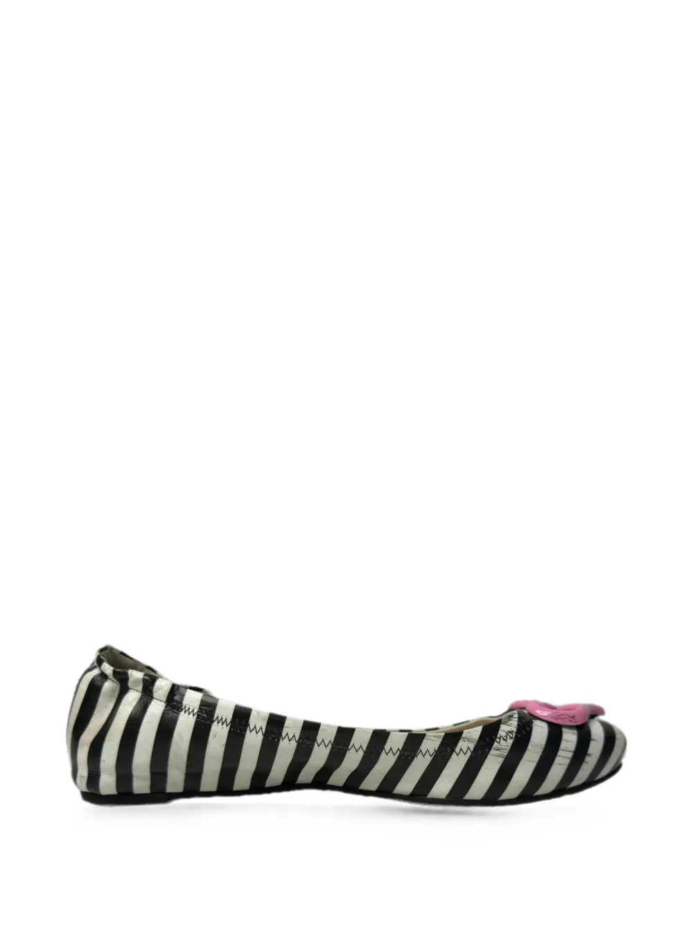 Pre-owned Sophia Webster Miami Striped Leather Ballet Flats In Multicolour