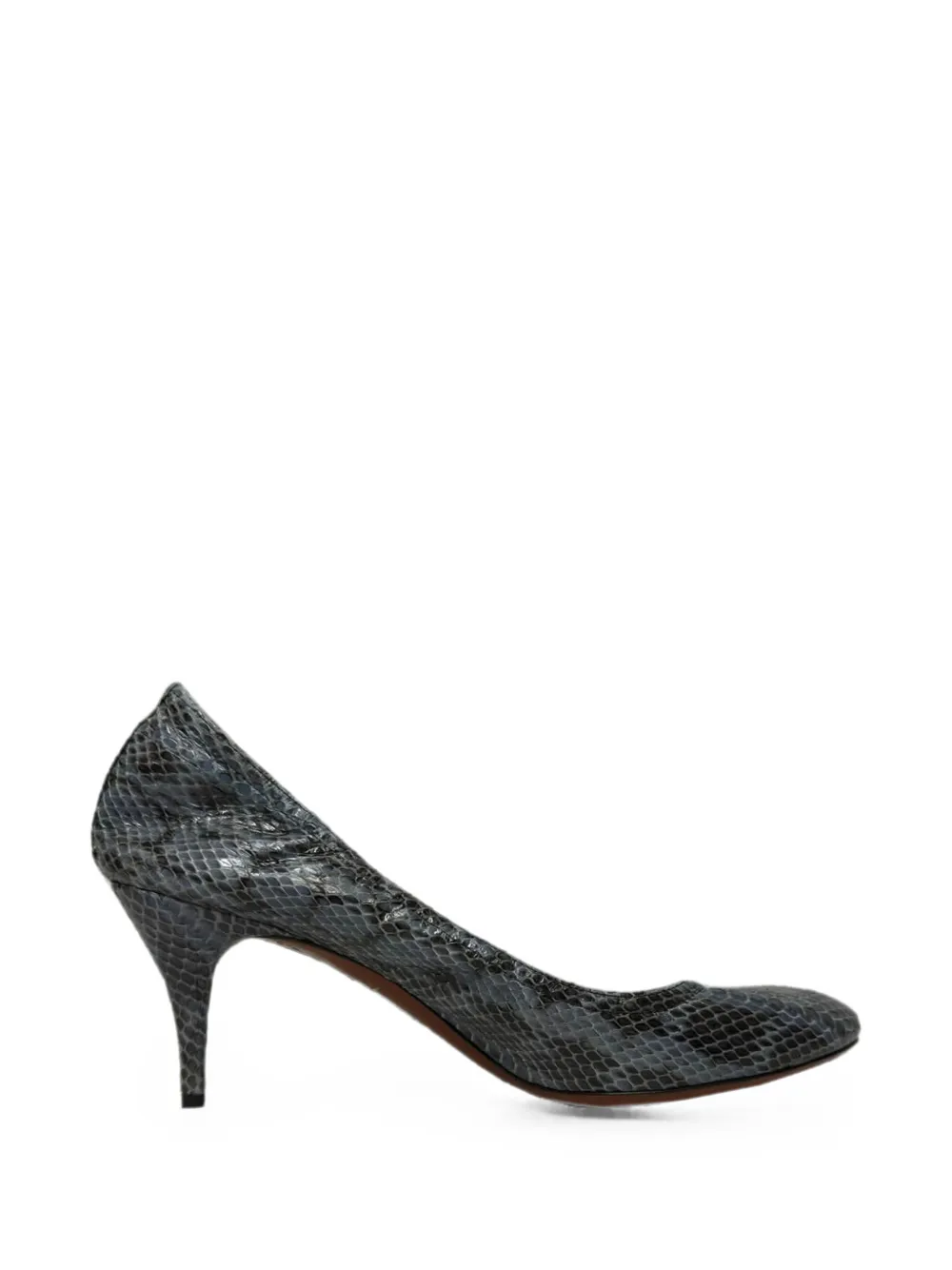 Pre-owned Lanvin Snake-skin Print Pumps In Grey