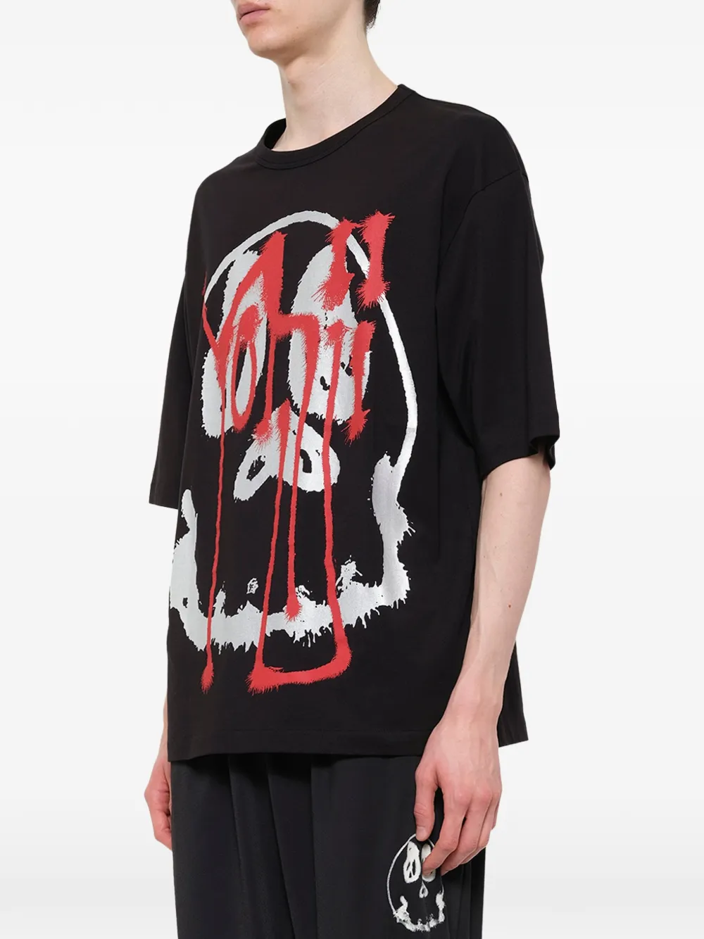 Y-3 T-shirt met grafische doodskop-print Zwart