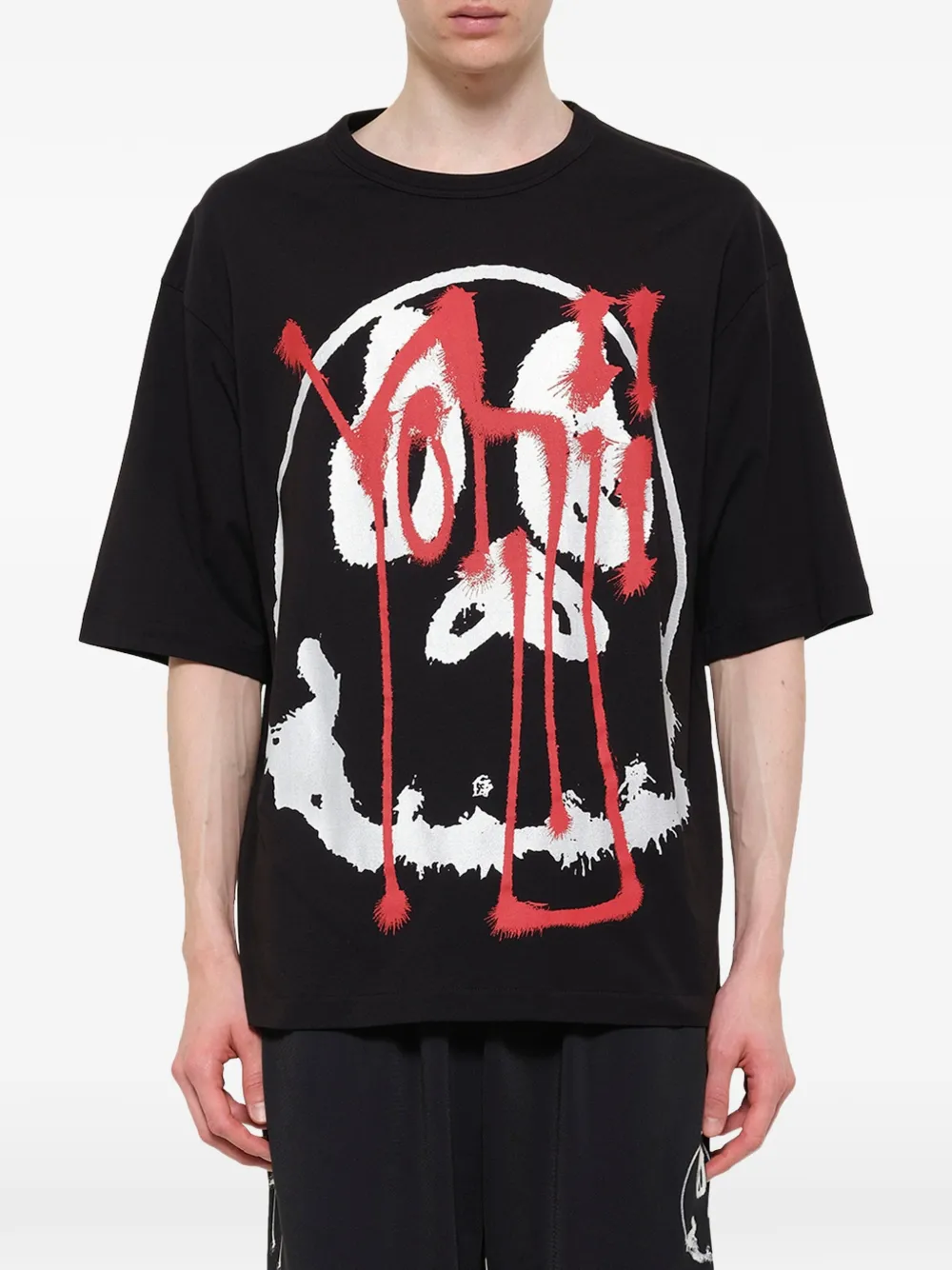 Y-3 T-shirt met grafische doodskop-print Zwart
