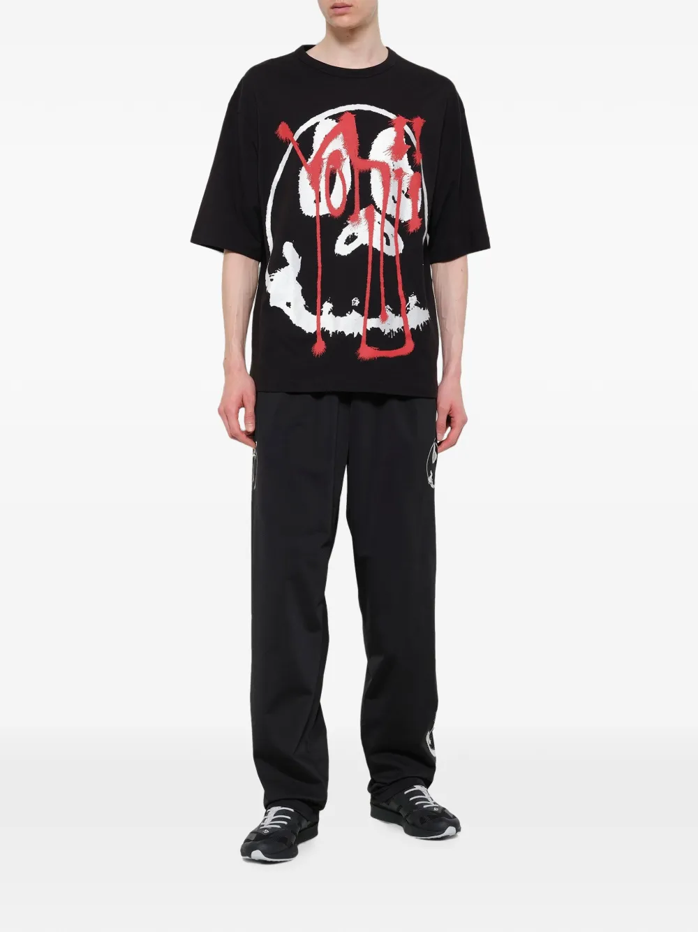 Y-3 T-shirt met grafische doodskop-print Zwart