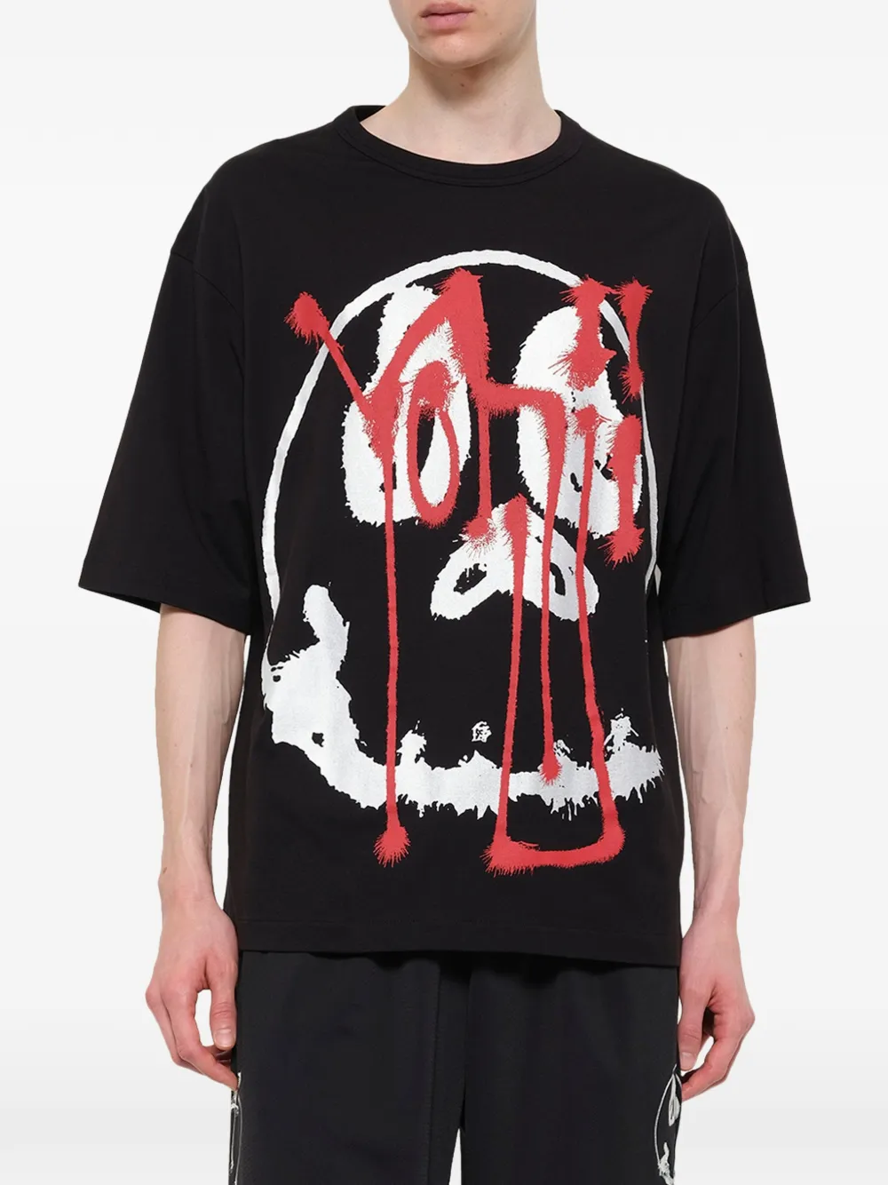 Y-3 T-shirt met grafische doodskop-print Zwart