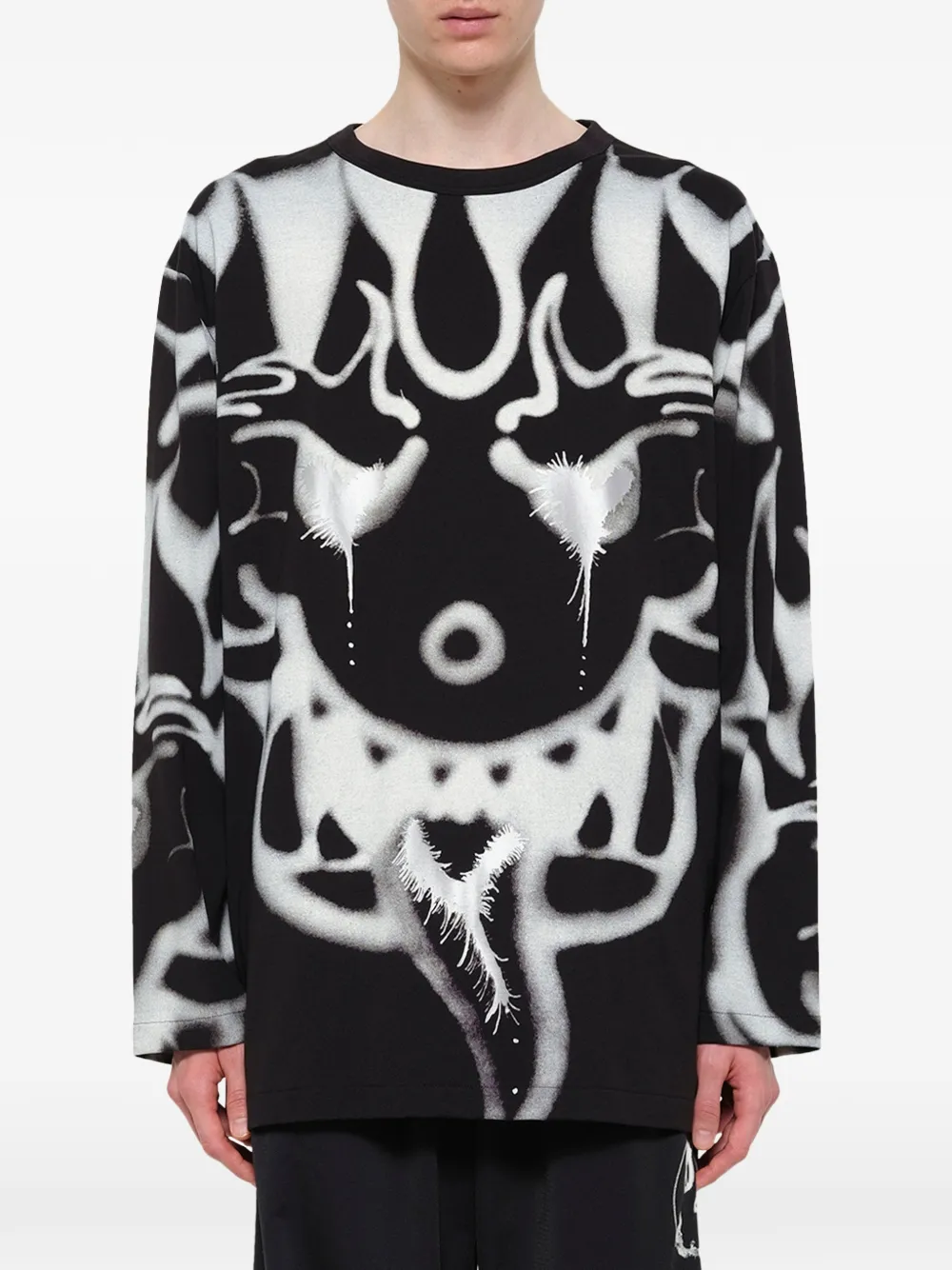 Y-3 Chito T-shirt met lange mouwen en grafische print Zwart