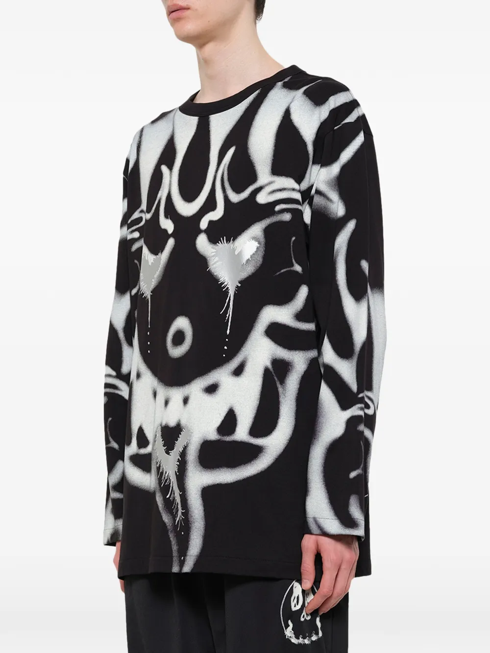 Y-3 Chito T-shirt met lange mouwen en grafische print Zwart