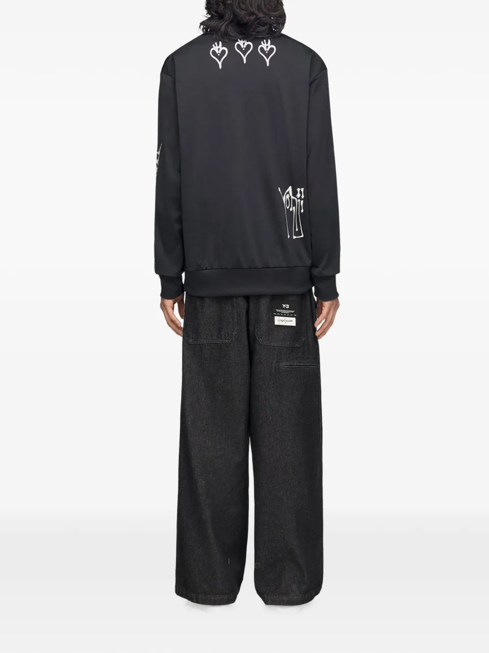 Y-3 x adidas trui met grafische print en rits Zwart