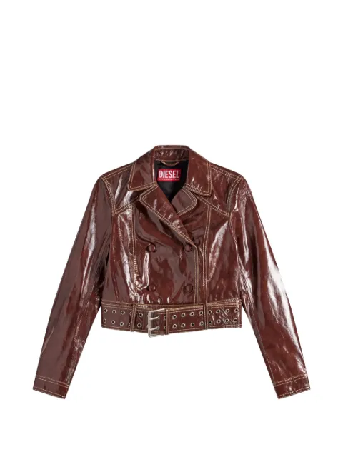 Diesel patent-leather jacket with large belt