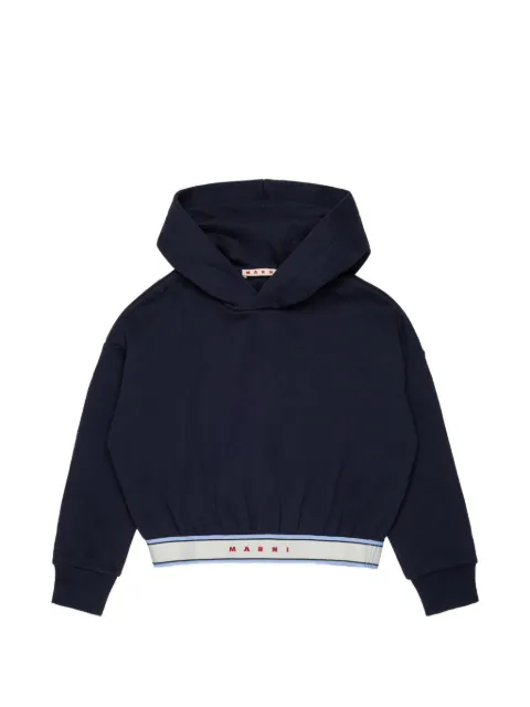 Marni Kids hoodie Deep Blue de algodón con banda elástica del logo