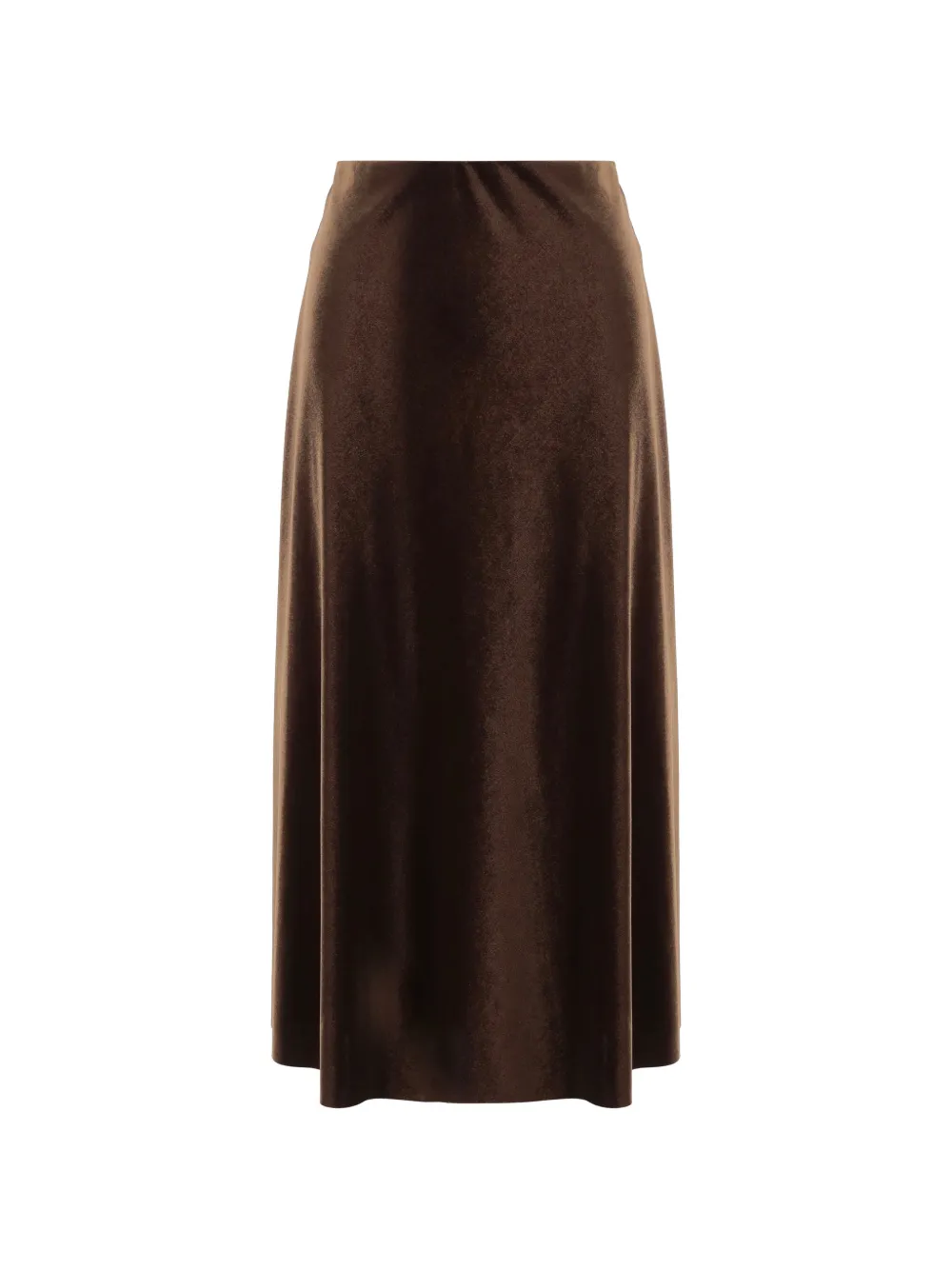 F.It velvet-effect high-waisted midi skirt - Marrone
