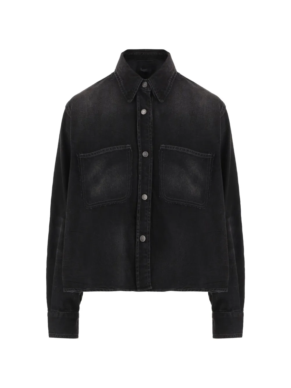 Haikure faded-effect raw-edge shirt - Schwarz