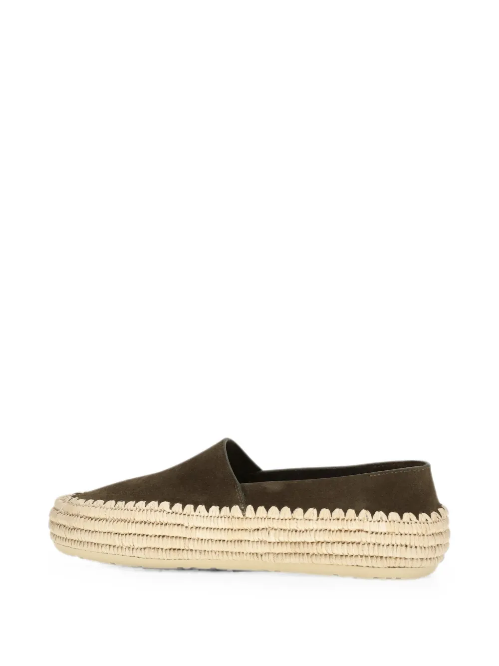LOEWE Rio slippers in suede and raffia Groen