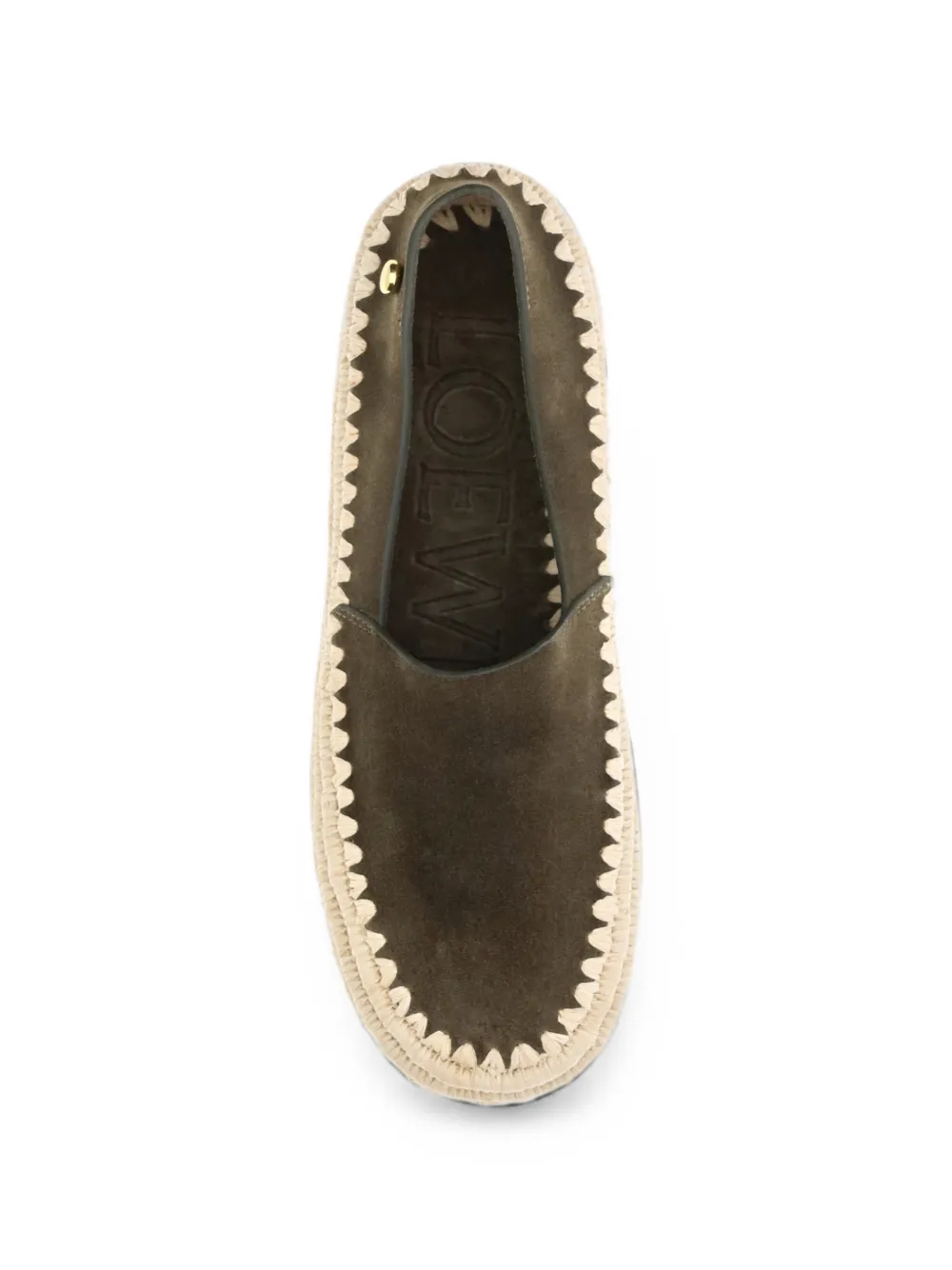 LOEWE Rio slippers in suede and raffia Groen