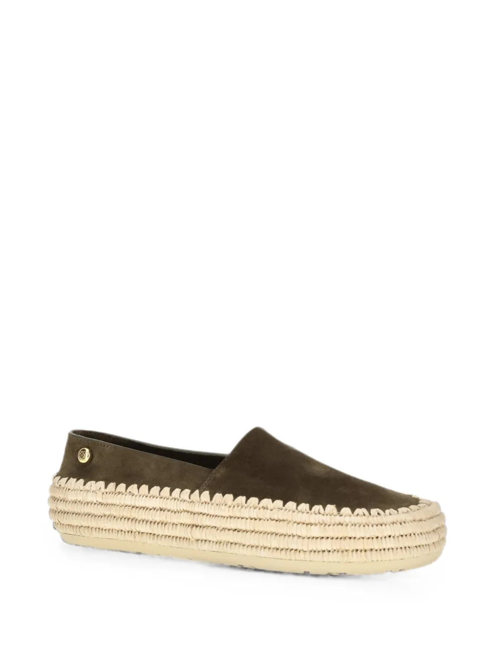 LOEWE Rio slippers in suede and raffia Groen