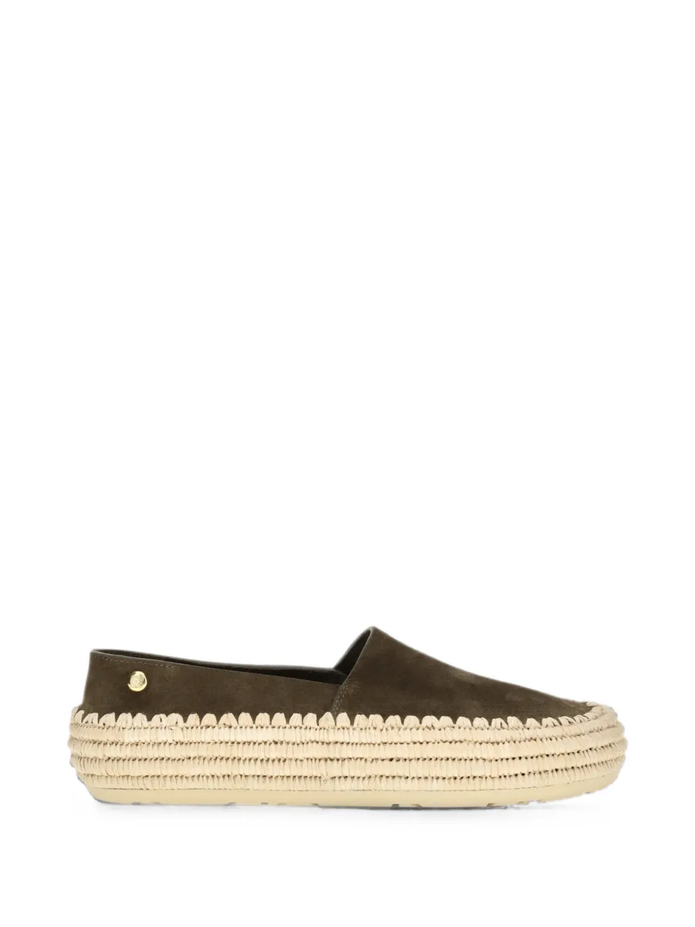 LOEWE Rio slippers in suede and raffia Groen