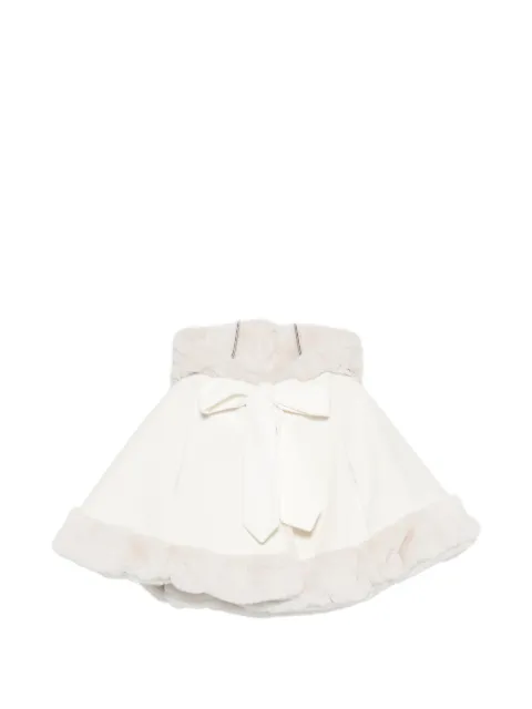 La Stupenderia bow-detail faux-fur trim cape