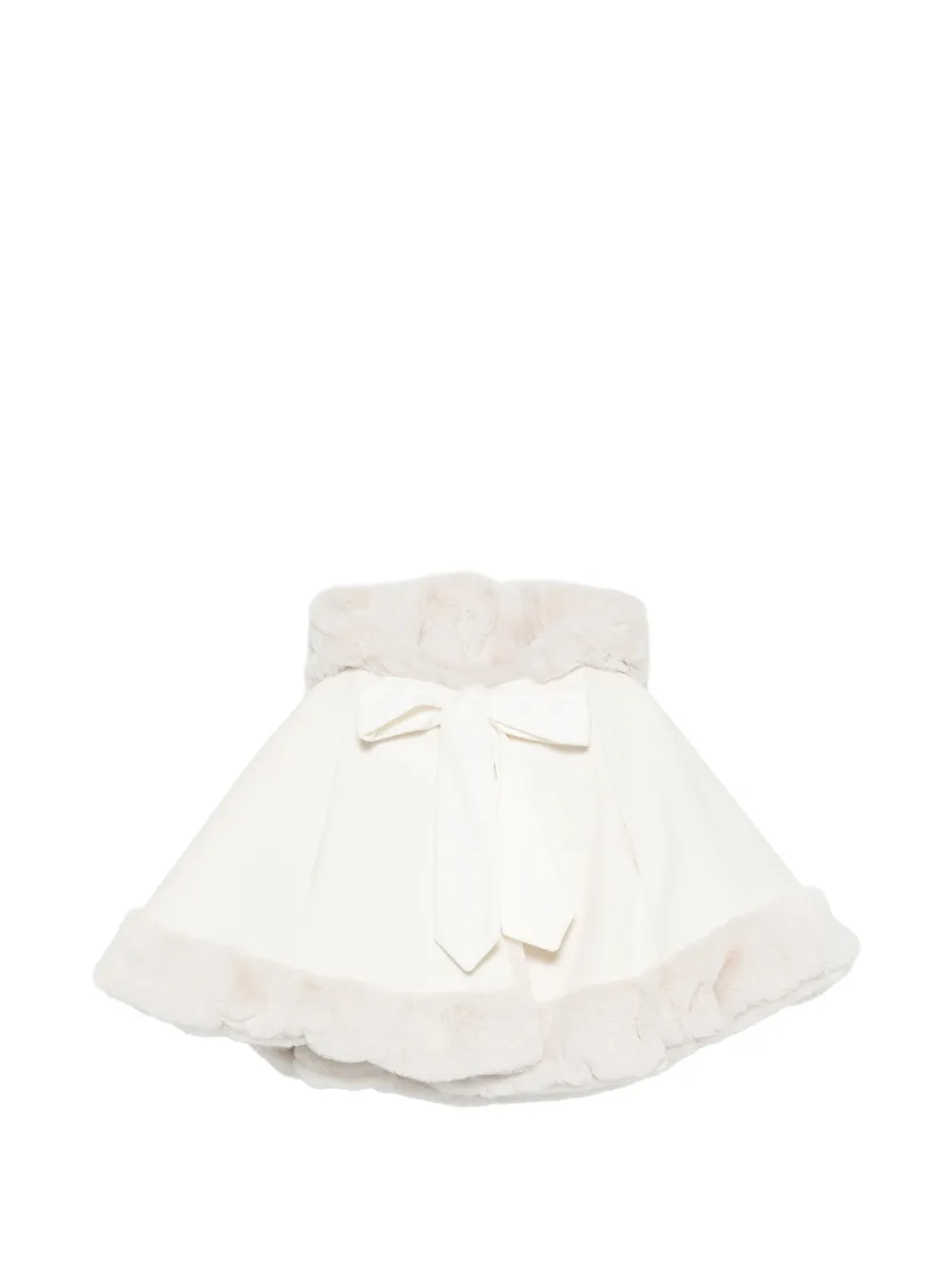 La Stupenderia bow-detail faux-fur trim cape - Bianco