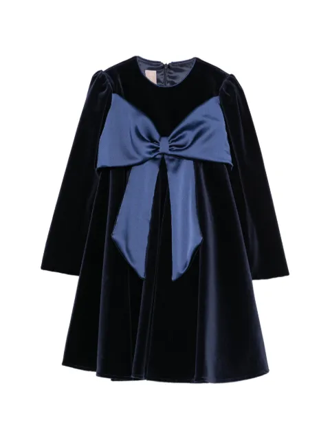 La Stupenderia bow-detail velvet dress