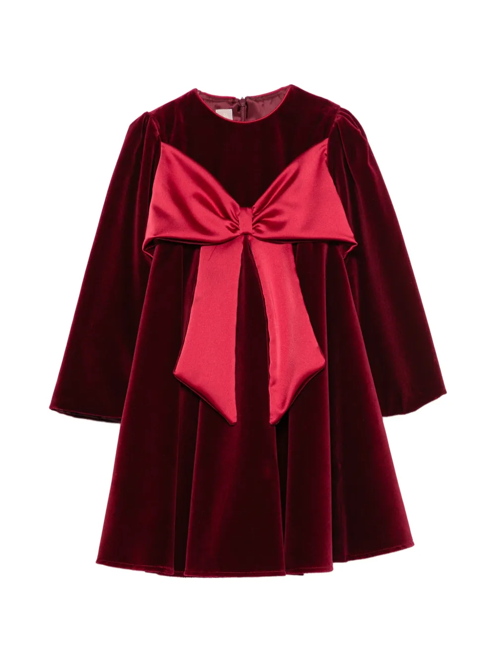 La Stupenderia bow-detail velvet dress - Rosso