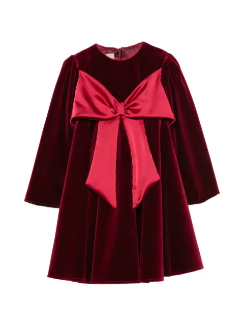 La Stupenderia bow-detail velvet dress